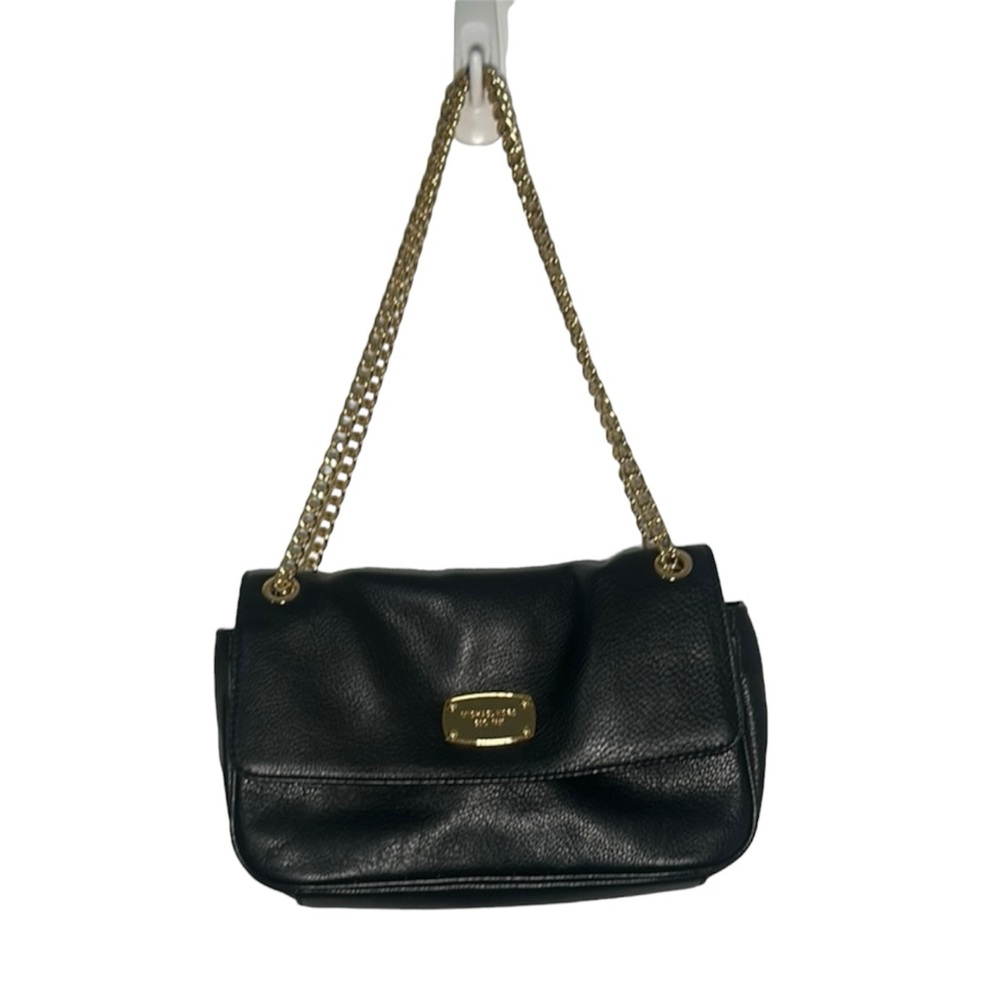 Michael Kors Black and Gold Adjustable Crossbody Bag with Elegant Design